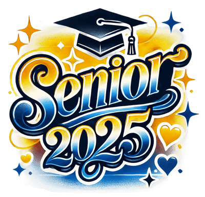 Stars Senior 2025 Airbrushed Gold and Blue DTF (direct-to-film) Transfer