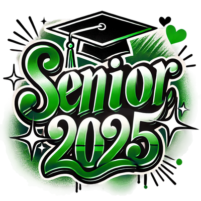 Stars Senior 2025 Airbrushed Green DTF (direct-to-film) Transfer