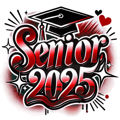 Stars Senior 2025 Airbrushed Red DTF (direct-to-film) Transfer