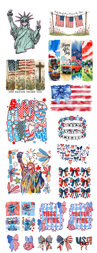 Statue of Liberty 4th of July 60x22" DTF Ready to Ship Gang Sheet