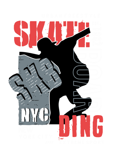 Street Wear SK8 NYC With Black Silhouette DTF (direct-to-film) Transfer