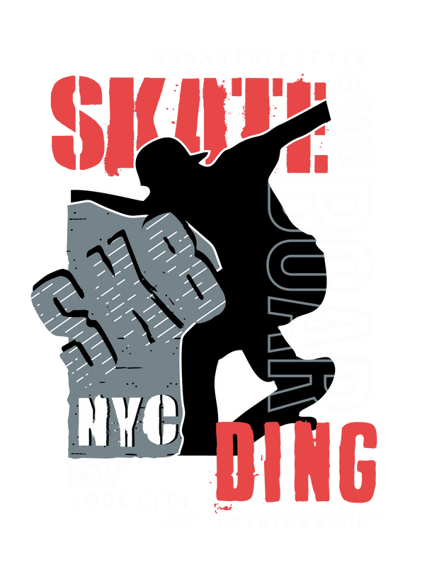 Street Wear SK8 NYC With Black Silhouette DTF (direct-to-film) Transfer