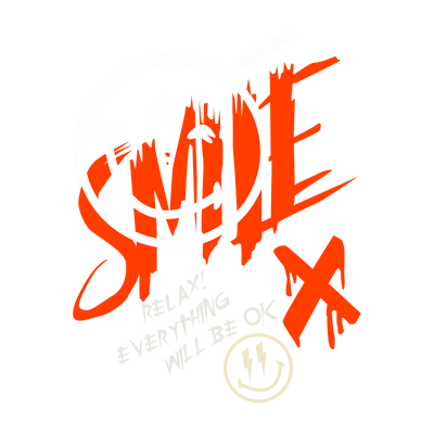 Street Wear Smile X  In Red Font With White Smiley Face DTF (direct-to-film) Transfer