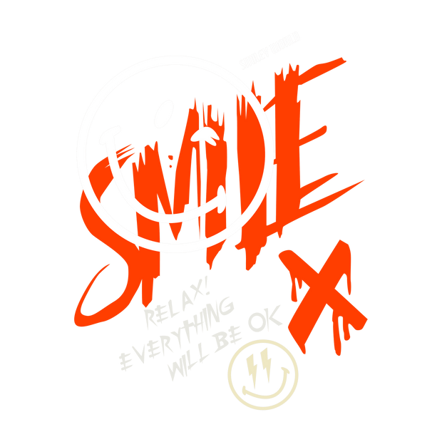 Street Wear Smile X  In Red Font With White Smiley Face DTF (direct-to-film) Transfer