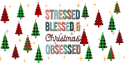 Stressed Blessed Christmas Obsessed-Christmas Tree Buffalo Plaid 16oz UV DTF Libby Cup Wrap