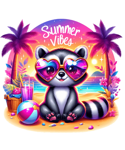 Summer Vibes Cute Coon DTF (direct-to-film) Transfer