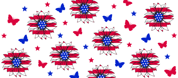 Sunflower USA Flag 16oz UV DTF Libby Wrap