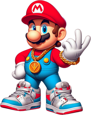 Super Mario Gold Chain and Sneakers DTF (direct-to-film) Transfer