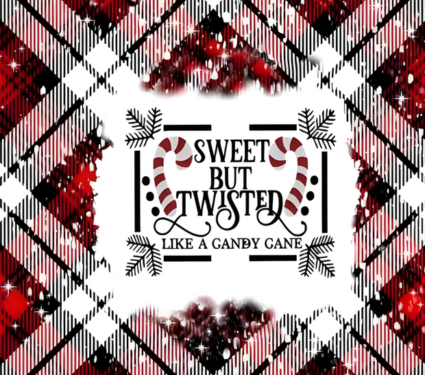 Sweet & Twisted Like a Candy Cane Plaid 20 oz Skinny Tumbler Wrap