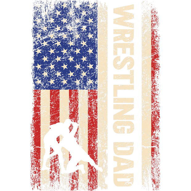 Tan Font Wrestling Dad in Flag DTF (direct-to-film) Transfer