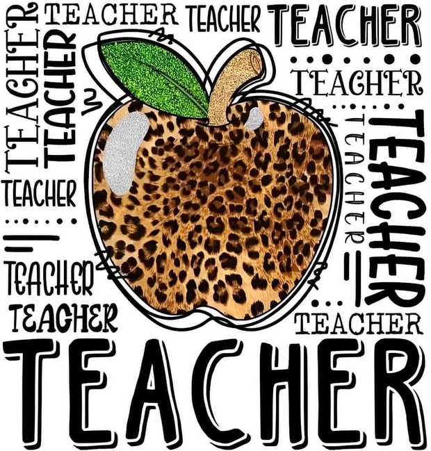 Teacher Leopard Print Apple DTF (direct-to-film) Transfer