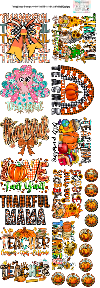 Teacher Thanksgiving 60x22" DTF Ready to Ship Gang Sheet