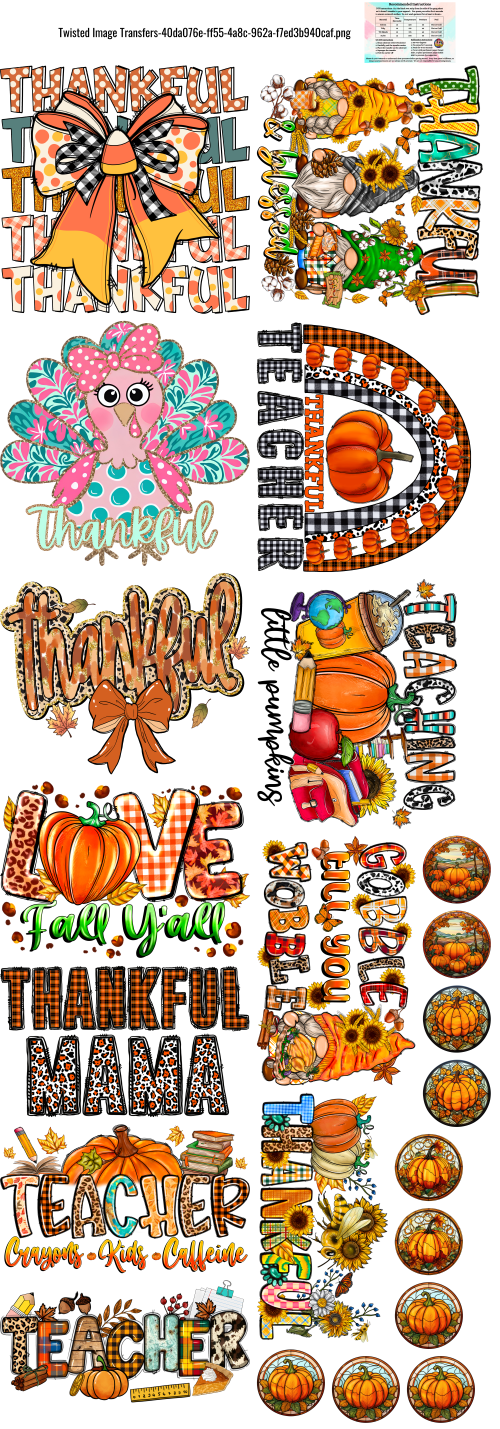Teacher Thanksgiving 60x22" DTF Ready to Ship Gang Sheet