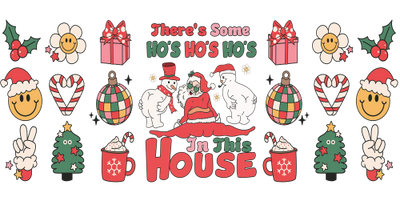 ‎There's Some Hoes in This House - Retro Chirstmas 16oz UV DTF Libby Cup Wrap