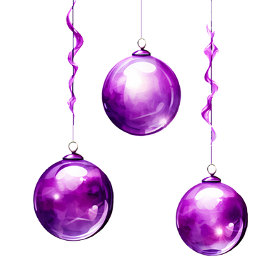 Three Hanging Purple Ornaments DTF (direct-to-film) Transfer