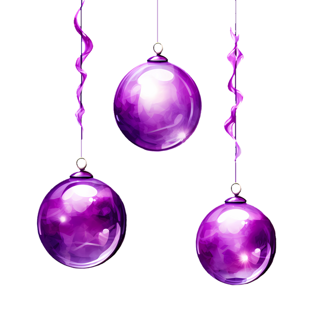 Three Hanging Purple Ornaments DTF (direct-to-film) Transfer