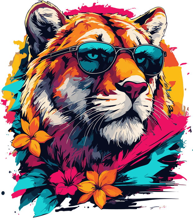 Tiger Floral Color Drip DTF (direct-to-film) Transfer