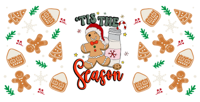 Tis The Season Christmas-Gingerbread Christmas 16oz UV DTF Libby Cup Wrap