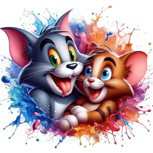 Tongue out Tom & Jerry Color Drip DTF (direct-to-film) Transfer ...