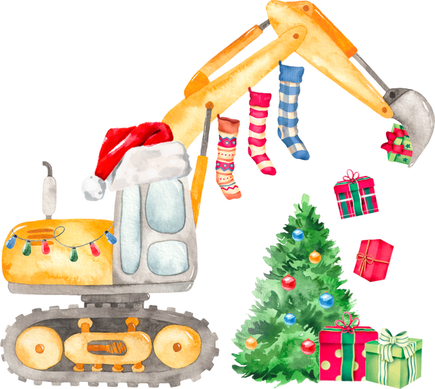 Tractor Stockings and Christmas Tree DTF (direct-to-film) Transfer