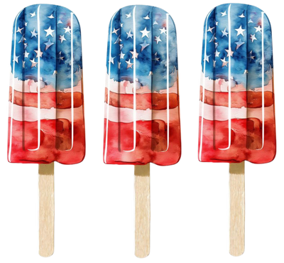 Trio Of American Flag Bomb Pops DTF (direct-to-film) Transfer