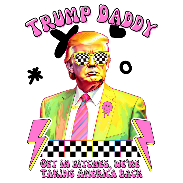 Trump Daddy Pink Lightning Bolts DTF (direct-to-film) Transfer