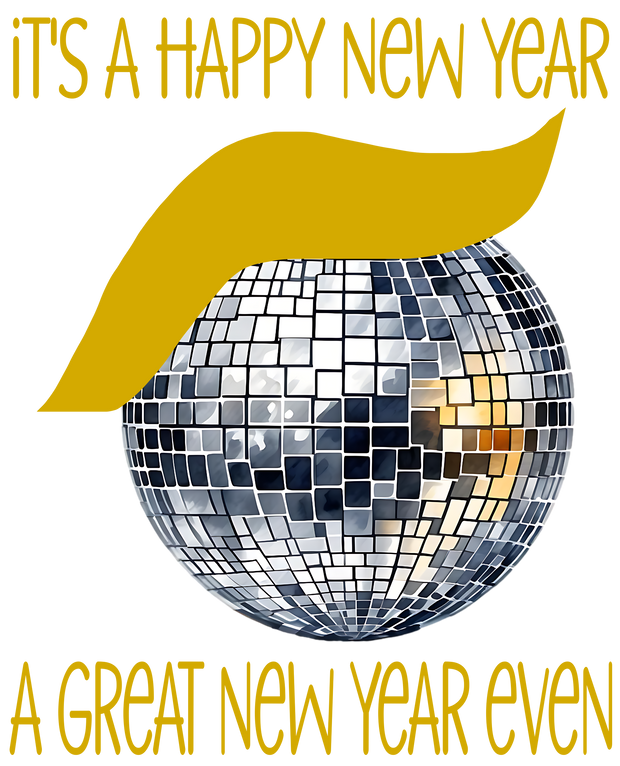 Trump Style Disco Ball with Yellow Text DTF (direct-to-film) Transfer