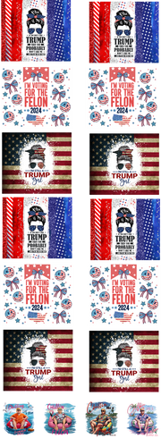 Trump 60" Gang Sheet with UV DTF Wraps for 20 oz Skinny Tumbler with Bonus Images