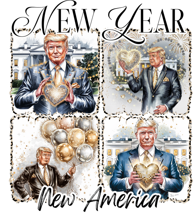 Trump With Gold Hearts DTF (direct-to-film) Transfer