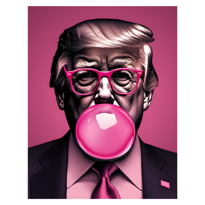 Trump & Pink Glasses & Gum DTF (direct-to-film) Transfer