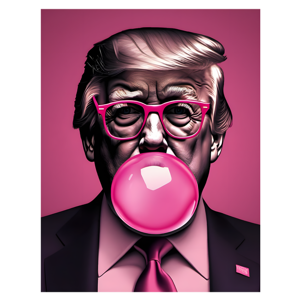 Trump & Pink Glasses & Gum DTF (direct-to-film) Transfer