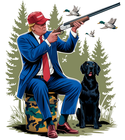 Trump in Red Hat With Black Lab DTF (direct-to-film) Transfer