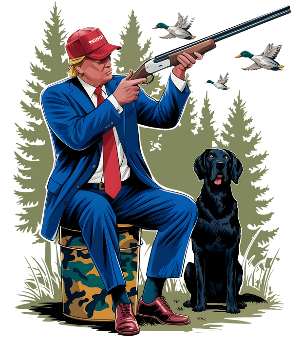 Trump in Red Hat With Black Lab DTF (direct-to-film) Transfer