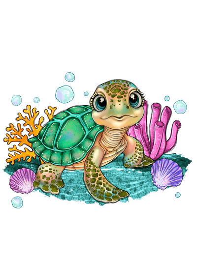 Cartoon Girly Turtle - Twisted Image Transfers