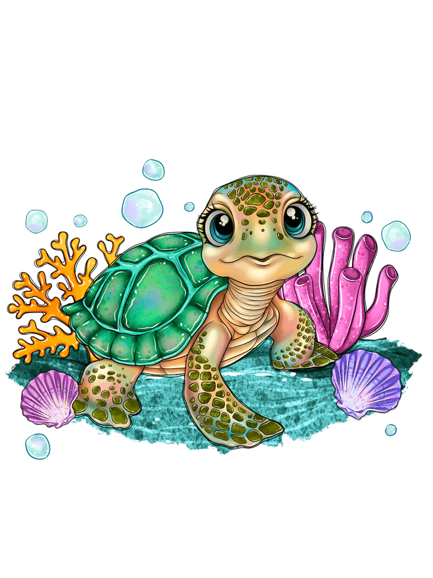 Cartoon Girly Turtle - Twisted Image Transfers