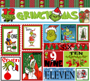 Twelve Days Of Grinchmas Collage In Green And Red UV-DTF 20 oz Skinny Tumbler Wrap