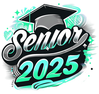 Two Toned Senior 2025 Airbrushed Mint and Gray DTF (direct-to-film) Transfer