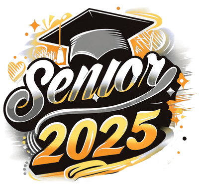 Two Toned Senior 2025 Airbrushed Orange and Gray DTF (direct-to-film) Transfer