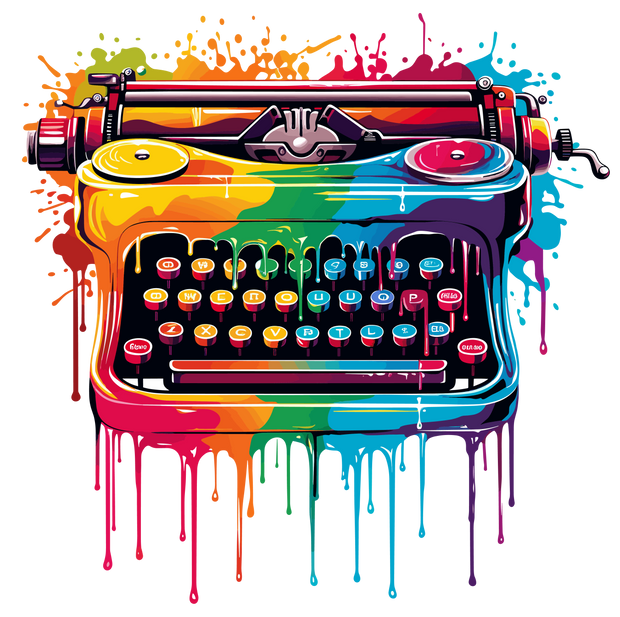 Typewriter Color Drip DTF (direct-to-film) Transfer