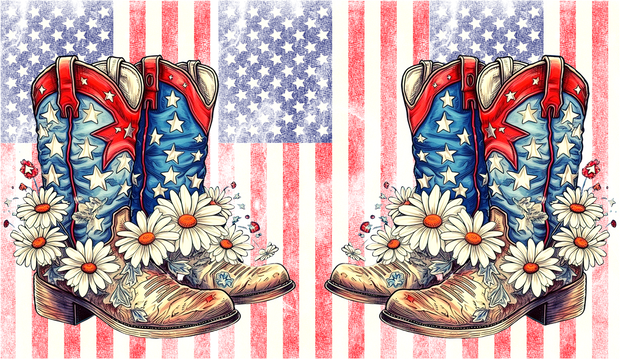 USA Boots with Sunflowers 16oz UV DTF Libby Wrap