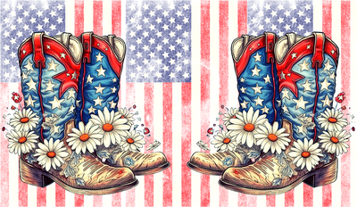 USA Boots with Sunflowers_ 16oz UV DTF Libby Wrap