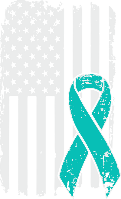 USA Flag Teal Ovarian Awareness DTF (direct to film) Transfer