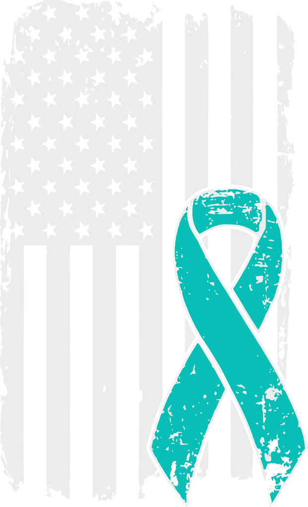 USA Flag Teal Ovarian Awareness DTF (direct to film) Transfer