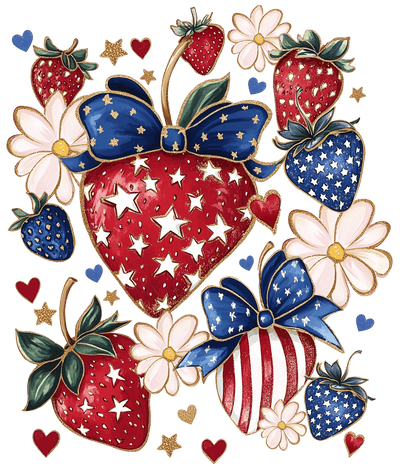 USA Strawberries DTF (direct-to-film) Transfer