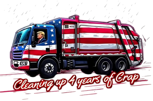 USA Trash Truck Trump Cleaning Up DTF (direct-to-film) Transfer