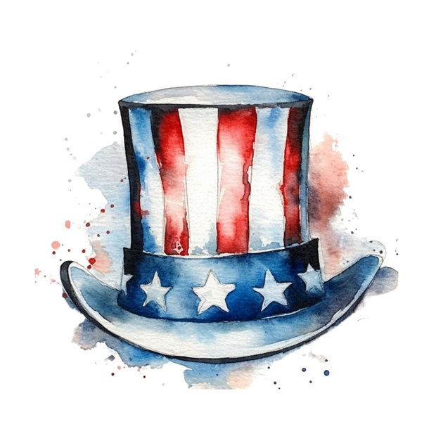 Uncle Sams Hat with Stars And Stripes In Red White And Blue DTF (direct-to-film) Transfer