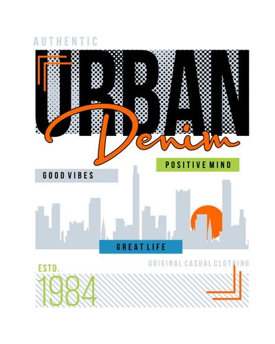 Urban Denim Good Vibes 1984 Street Wear DTF (direct-to-film) Transfer