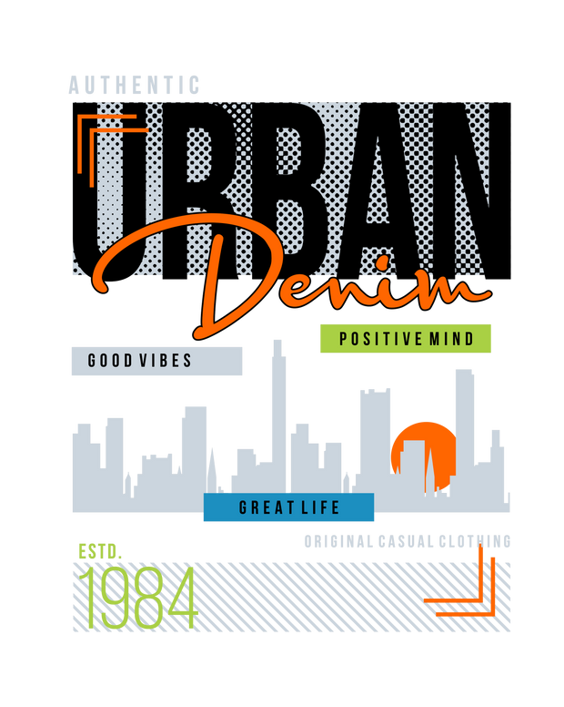 Urban Denim Good Vibes 1984 Street Wear DTF (direct-to-film) Transfer