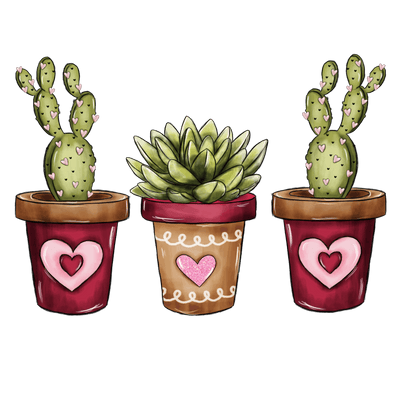 Valentine Cactus DTF Direct to Film Transfer - Twisted Image Transfers