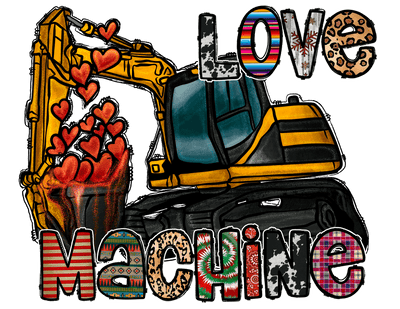 Valentine Love Machine Scooping Up Hearts DTF (direct-to-film) Transfer